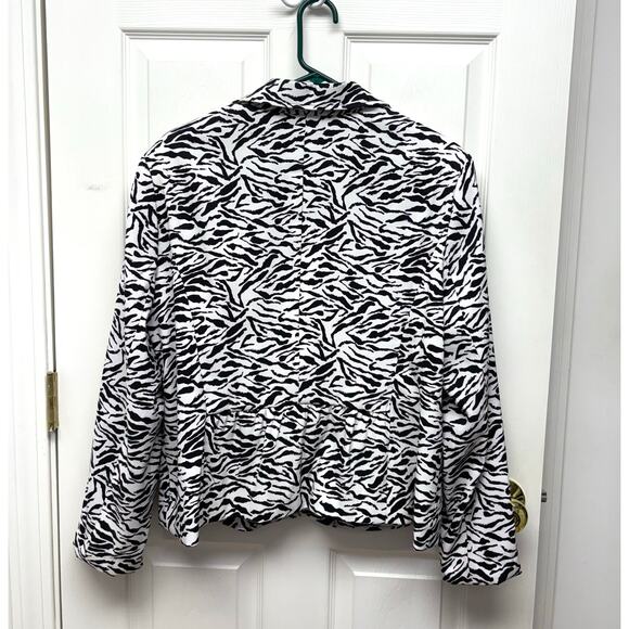 Harve Bernard Zebra Stripe Blazer, Lined, Shoulder Pads, Women's Size XL - Picture 6 of 9